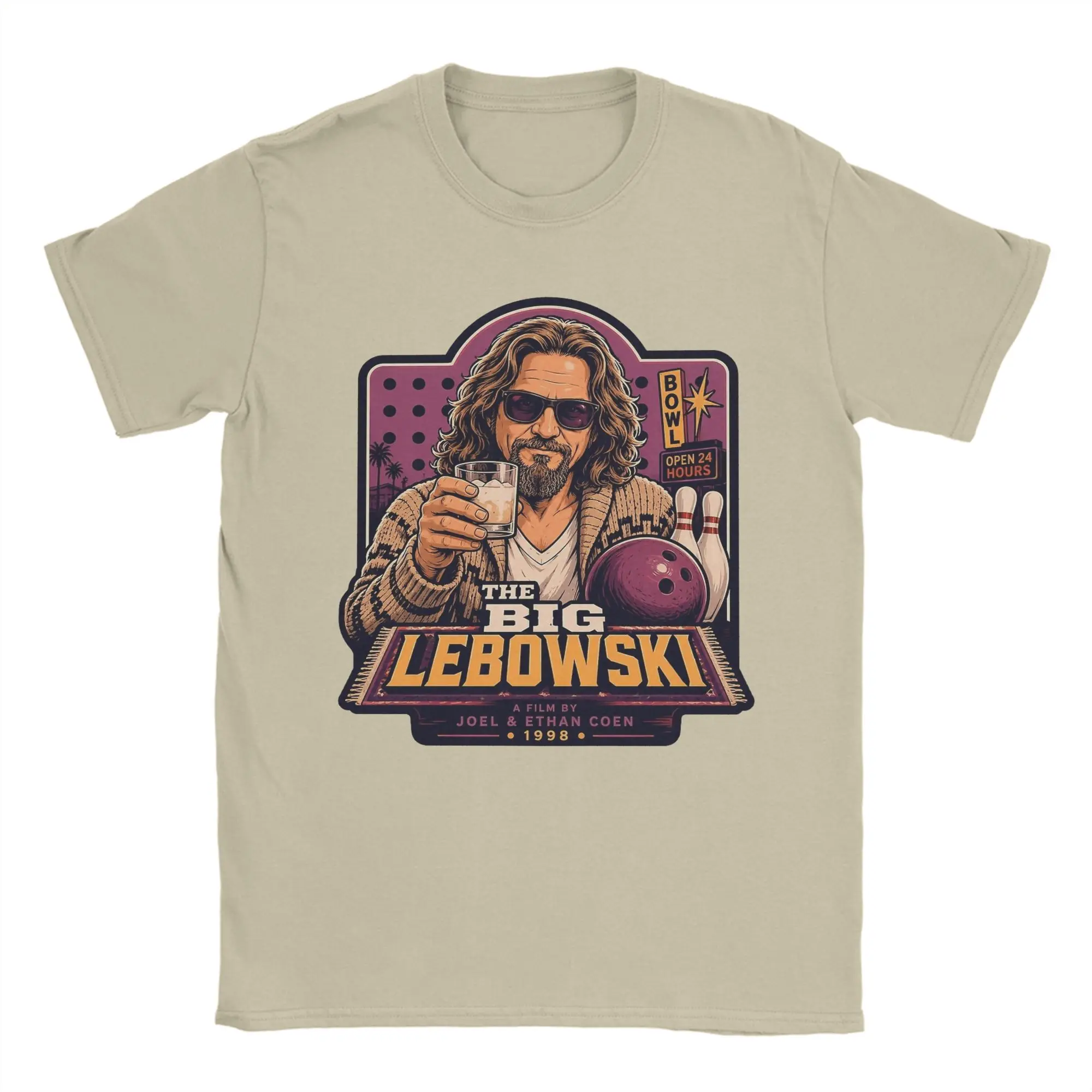 Humor THE DUDE 1998 The Big Lebowski T-Shirts Men Round Collar Pure Cotton T Shirt  Short Sleeve Tees Party Tops