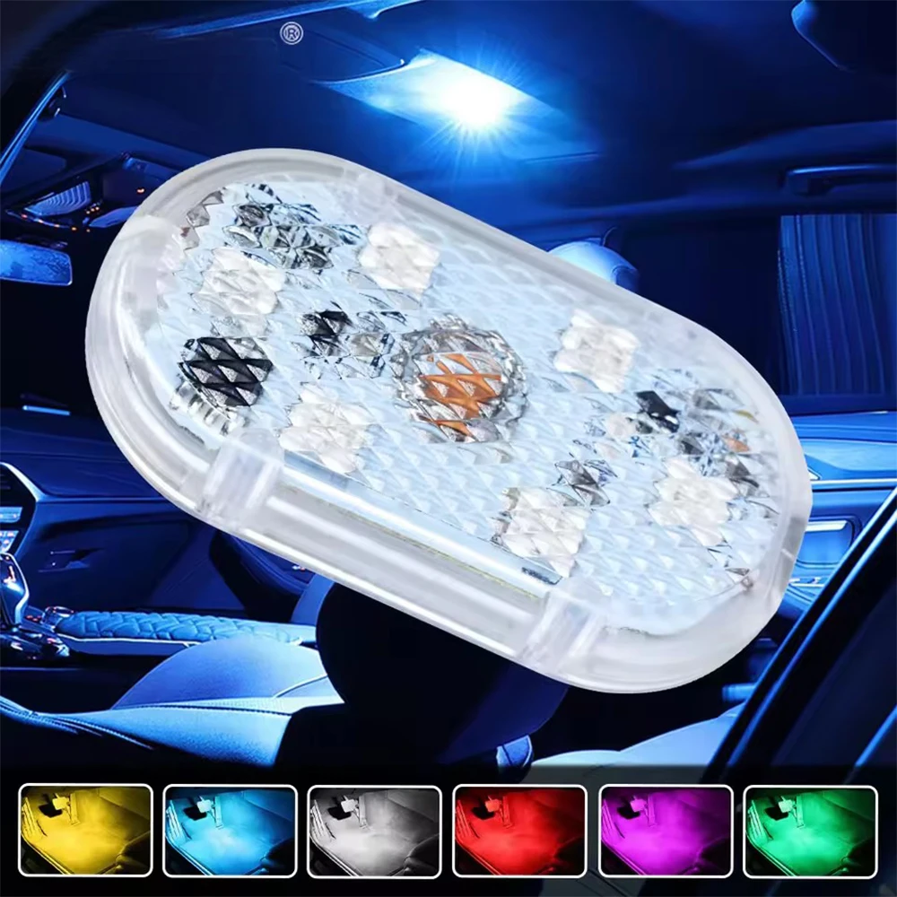 Car Interior LED Sensor Light USB Rechargeable Touch Switch Light Auto Wireless Ambient Lamp Ceiling Lamp Night Reading Light
