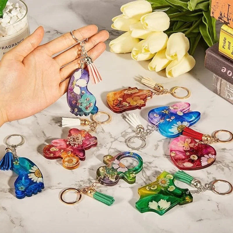 DIY Crystal Epoxy Resin Mold Anniversary Foot Love Pendant Keychain Mirror Silicone Mold