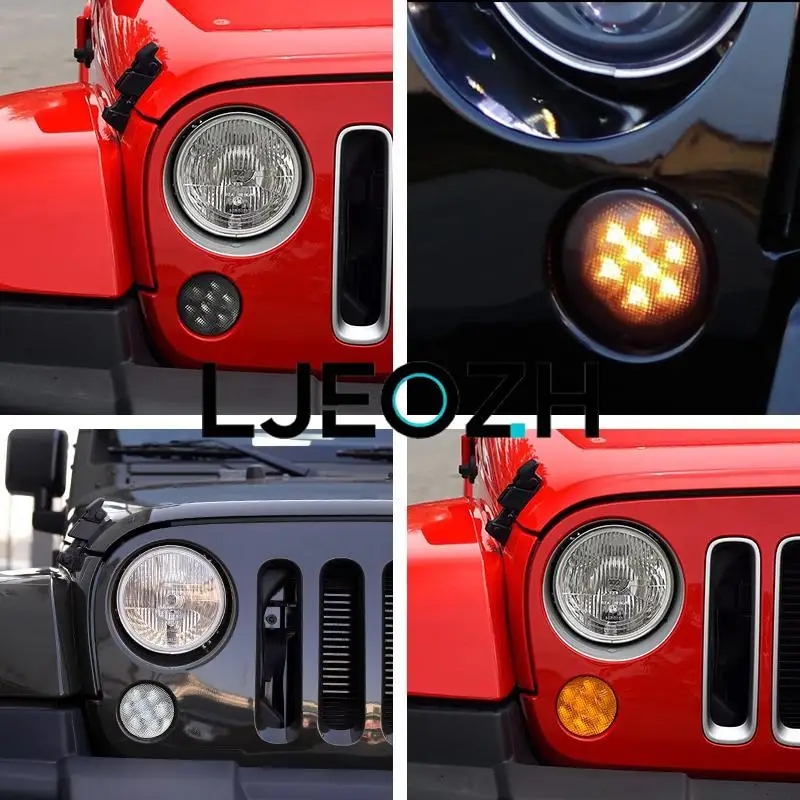 For JK  07-17 Wrangler China Network Light Wheel Eyebrow Light Car Fog Light LED Daily Warning Ligh