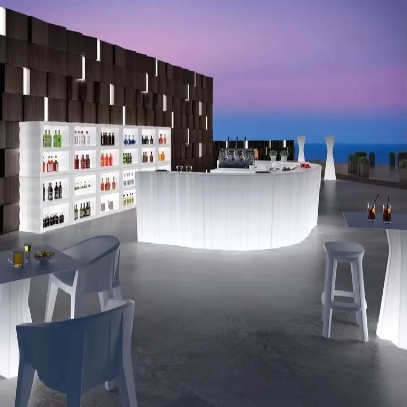 Custom Modern Night Club Furniture Operated Changing Color Acrylic Cocktail bar Mobile Outdoor Led  Table