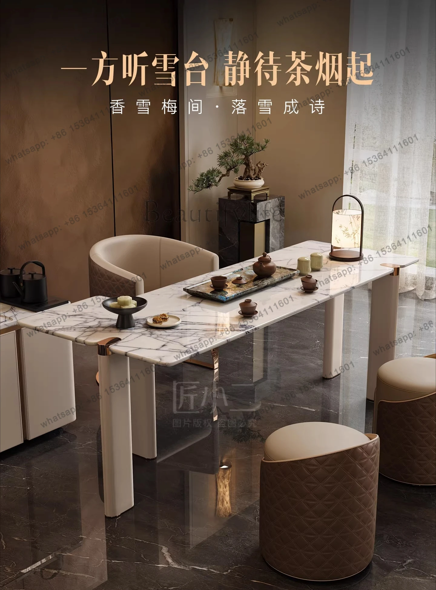 Luxury Natural Luxury Stone Dining Table High-end Tea Table Senior Designer New Model