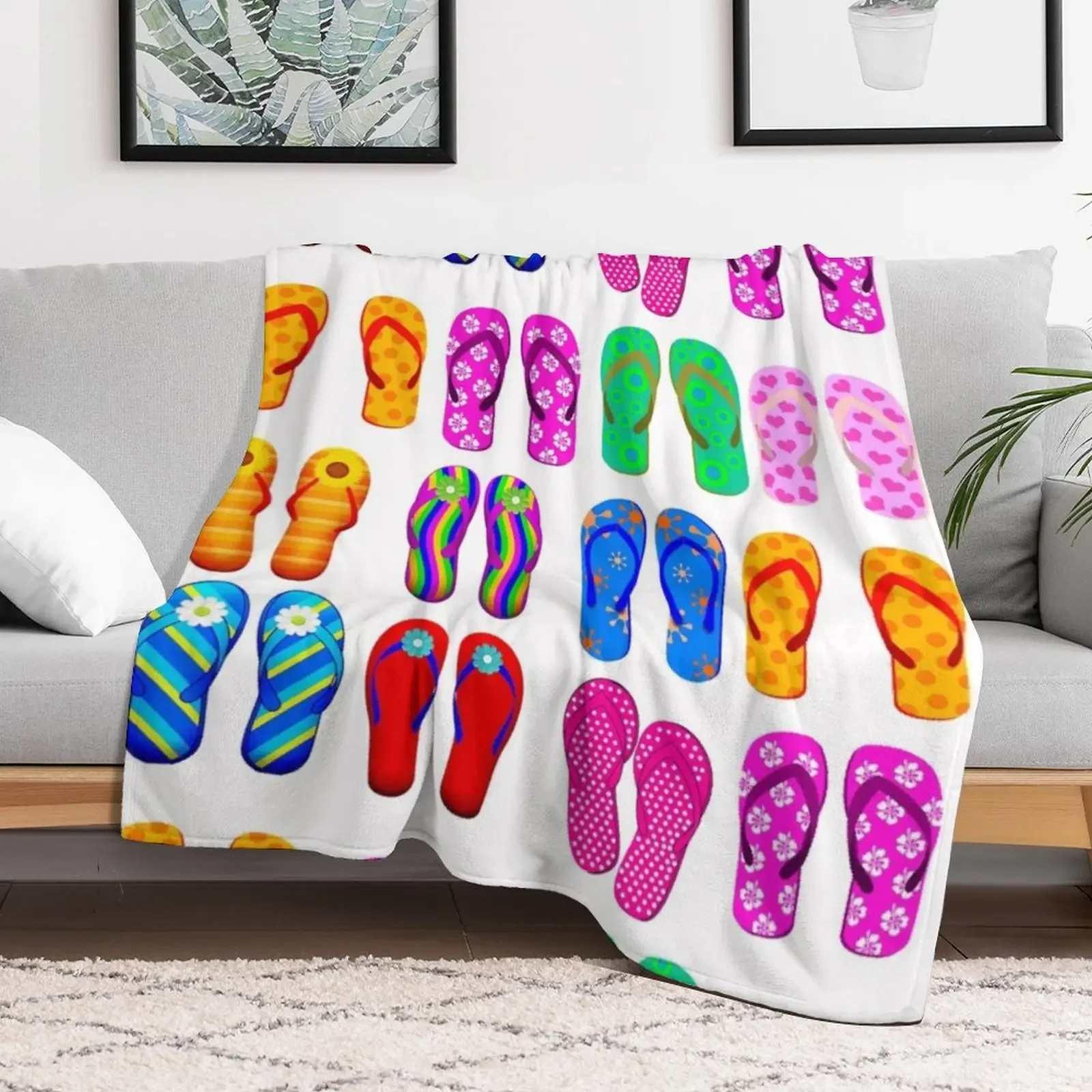 Summer Flip-flops Throw Blanket Heavy Plaid Hairys Blankets