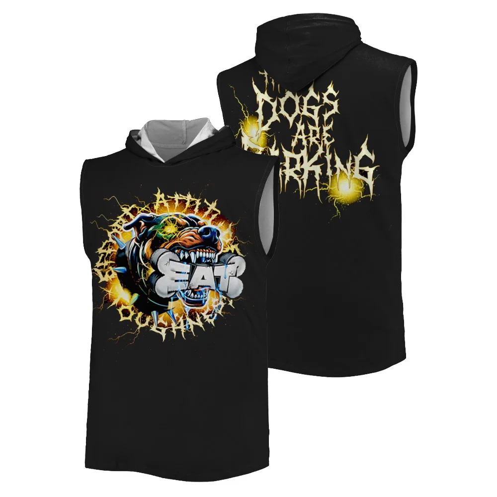 

Black Bron Breakker Dog Barking T-shirt WWE Summer 3D Printed Hooded tank top Outdoor Sports Fitness Quick-dry loose tank top