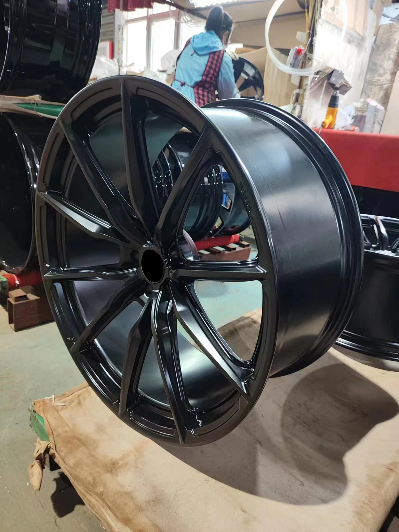 جنوط سباق مزورة عجلات معدنية سوداء 5x112/108 5x114.3/130 R19 20 21 22 بوصة مناسبة لـ..A5 rs. جي تي.. #4