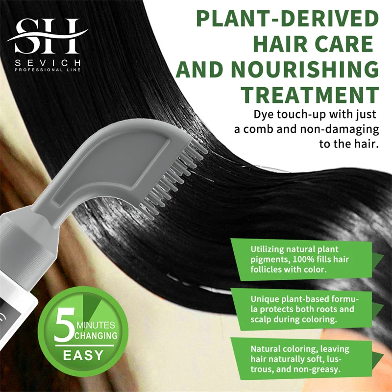 Black Dyed Shampoo 80ml Hair Colour Shampoo With Comb Hair Dye Herbal Instant Gray Hair Cover Ginger White Hair Dyed Repair Hair