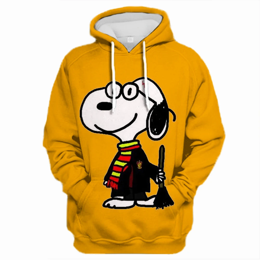 Snoopy Kawaii Cartoon Print Hoodie for Women Soft Casual Loose Sportwear Female Sweatshirt Warm Fleece Ladies Clothes 2024