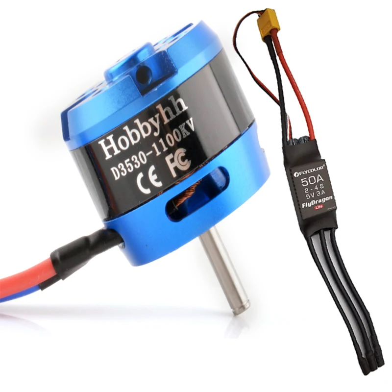 

Hobbyhh Model Aircraft Brushless Motor 3530 1100KV Durable Metal Efficient Compatibility Optional 50A ESC DIY RC Glider Drone