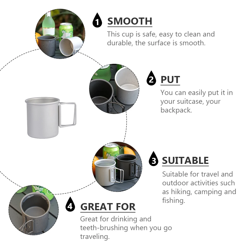 

2Pcs Aluminium Alloy Foldable Handle Cups Portable Water Mugs Lightweight Outdoor Camping Coffee Beer Cups Water Mugs