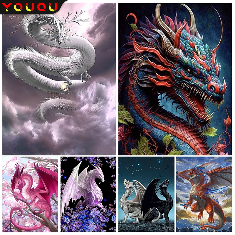 

YOUQU Diamond Painting Animal DIY Picture Diamond Mosaic “Dragon” 5D Diamond Embroidery Cross Stitch Cool Decorative Gift