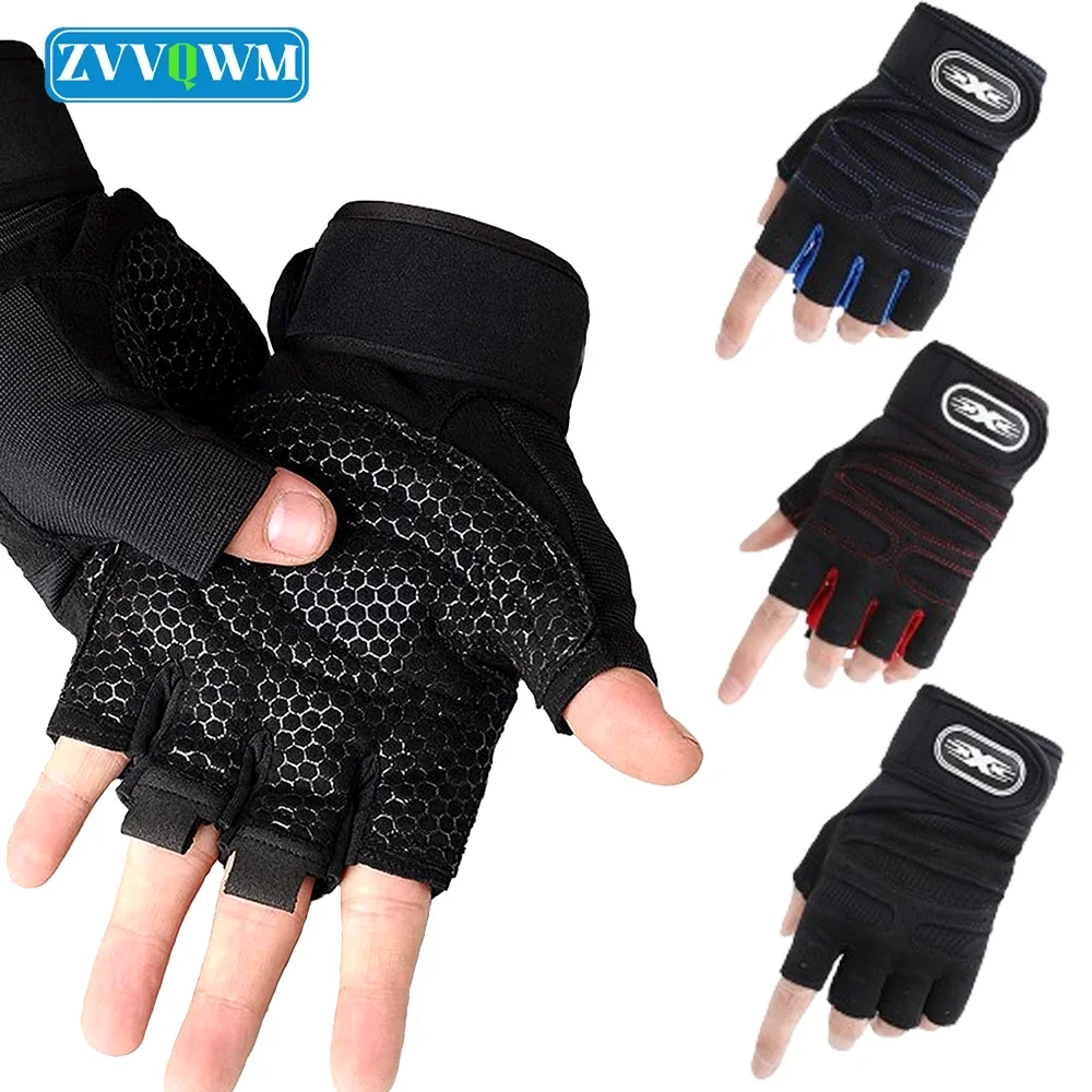 

1Pair Adjustable Fingerless Workout Gloves Biking Women Men Breathable Weight Lifting Gloves Fitness Grip Hand Glove Athletic