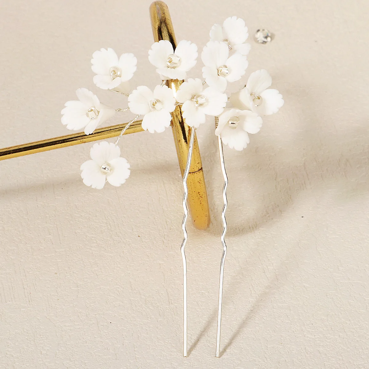 Frauen Blume Haarnadel Stick Hochzeit Braut Kristall Perle Haarnadel U Förmigen Haar Clip Barrettes Haar Zubehör Großhandel – Detail 27