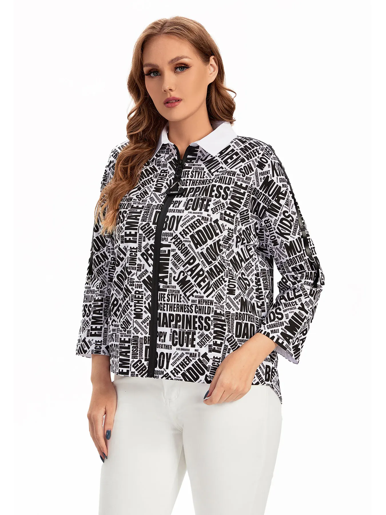 قميص نسائي منسوج للربيع والخريف مقاس كبير