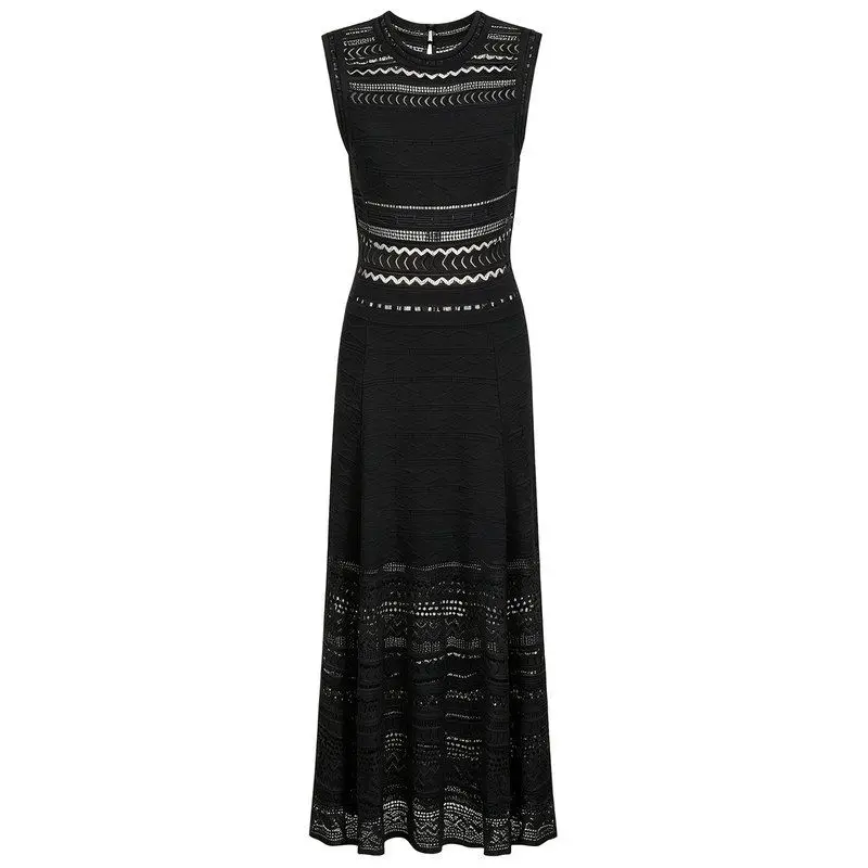 

Elegant Hollow out Floral Summer New Style Slimming Fashionable Sleeveless Dress for Ladies Casual Wear mid Waist Design