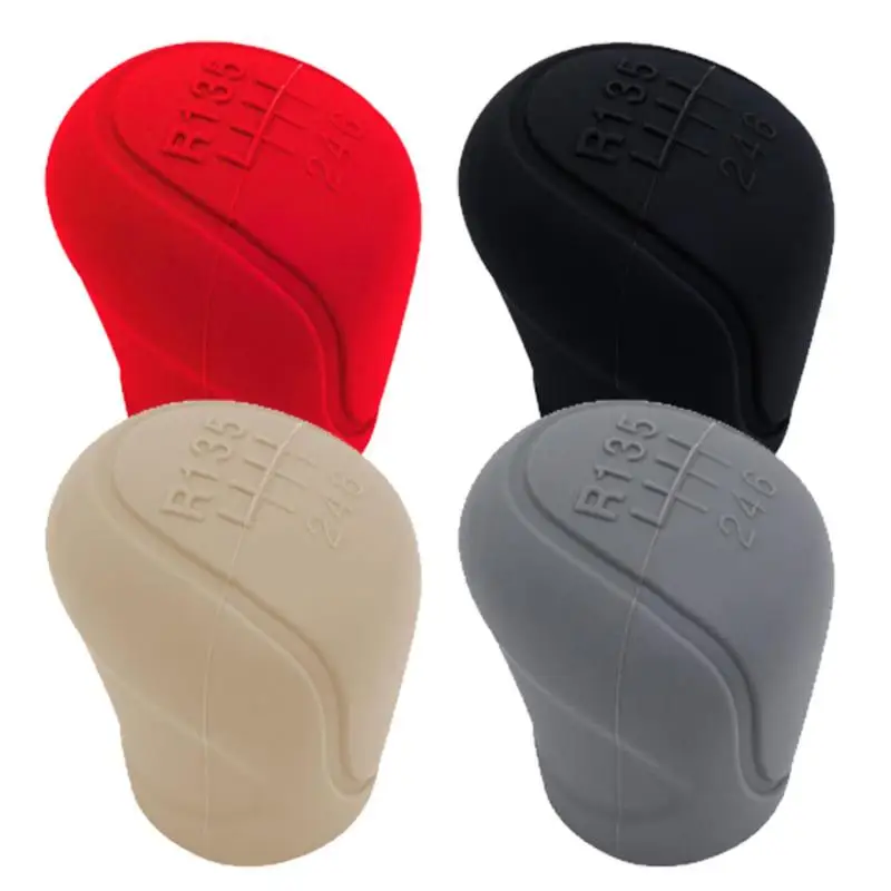 Silicone Shift Knob Cover Non Slip Car Manual Stick Shift Knob Cover Protector Soft Gear Shifter Knob Protective Case Car