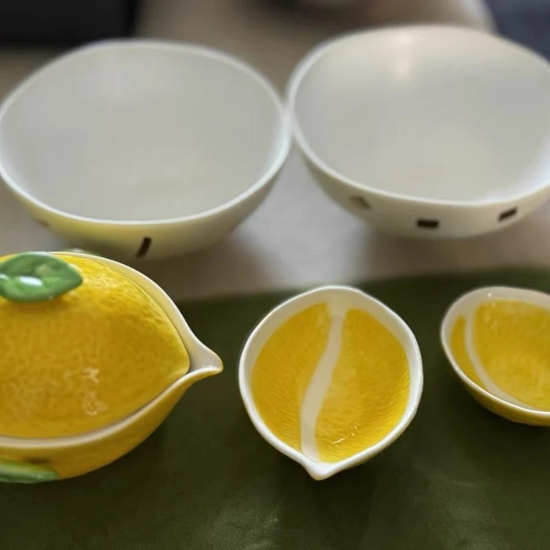 Taza exprés de cerámica pintada a mano, una olla y dos tazas, juego de té portátil de viaje para acampar al aire libre de alto valor, juego pequeño