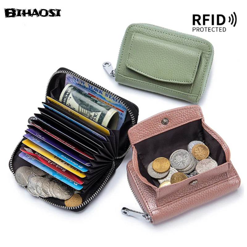 Leather Coin Change Wallet Mini Real Pickup Bag Portable Cosmetic Mouth Red Envelope Earphone Storage Bag Coin Purse Mini Bags