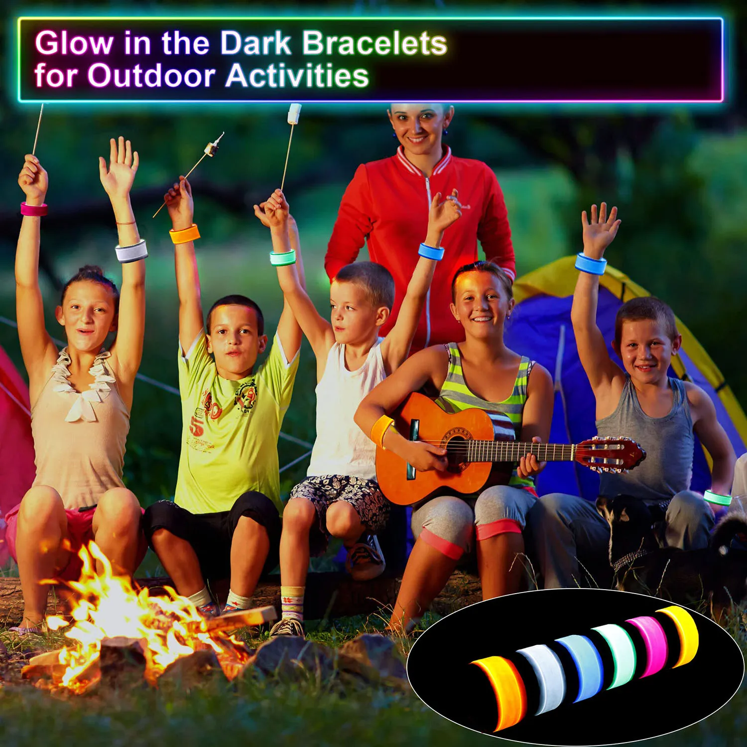 8-64Pcs LED Slap Bracelets Light Up Bracelet Led Wristband Luminous Bracelet Glow in The Dark Concert Party Prop for Kid Aldult