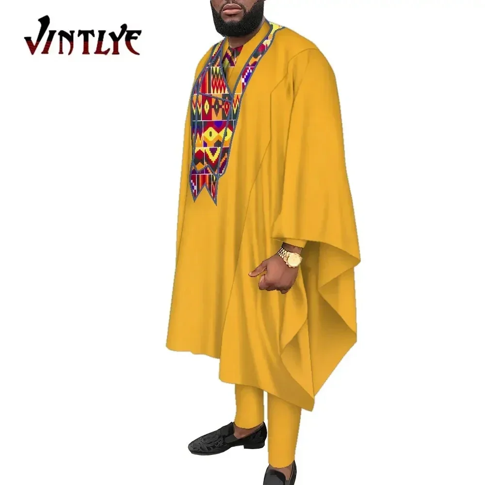 

Stock Size African Men Dashiki Clothes Shirt Pants Suit Ankara Long Sleeve Robe Tops Trouser African Men Clothing