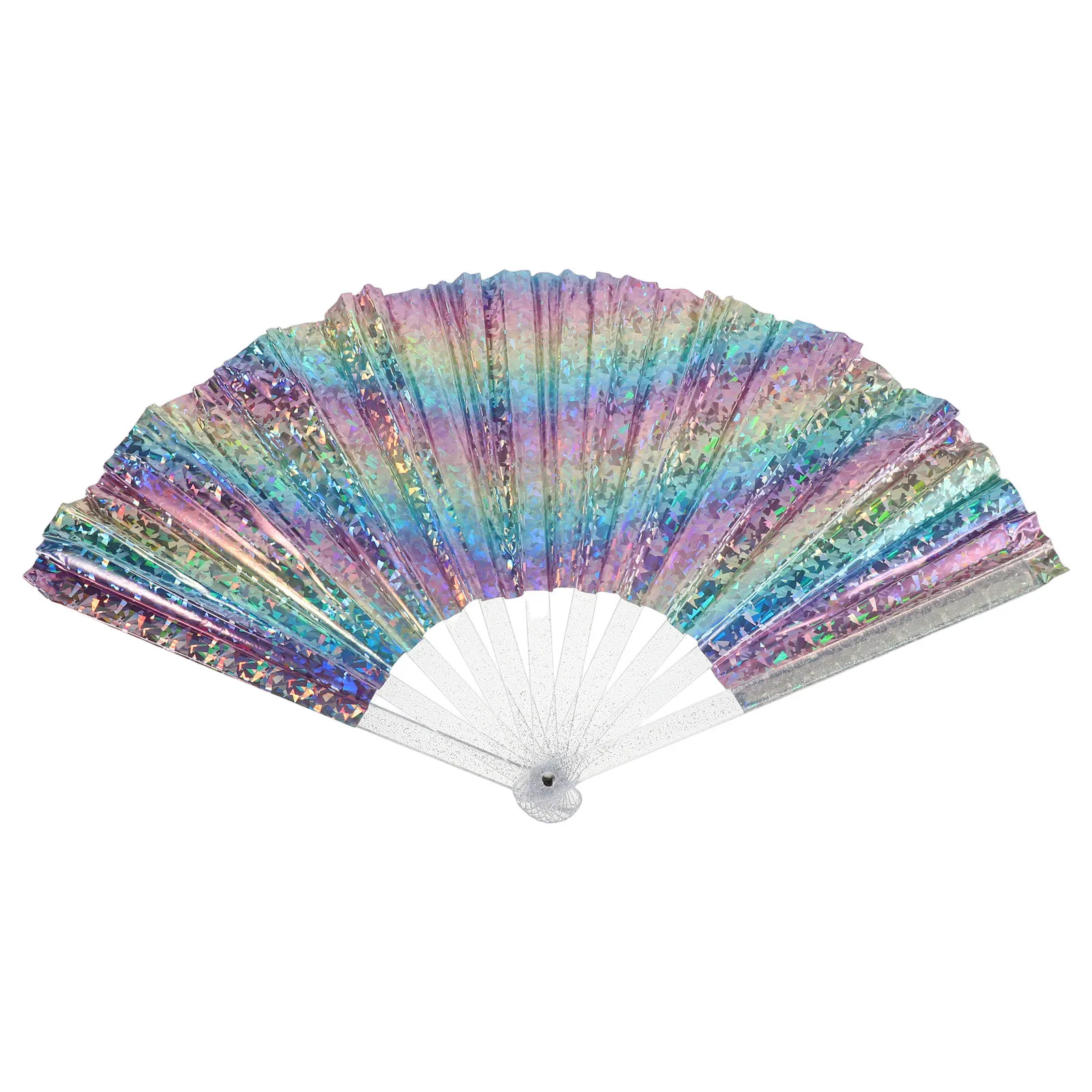

Rave Folding Hand Pvc Portable Reflective Fan For Festival Concert Party Dancing Prop Kungfu Performance Decorative Craft