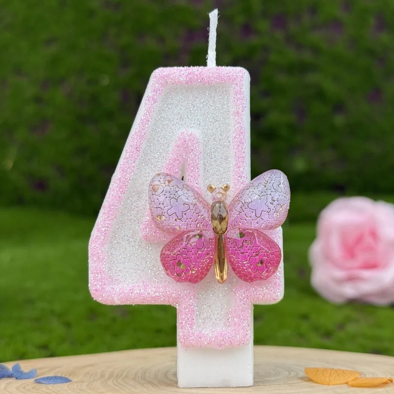 Girl Funny Birthday Candles Children\'s Magic Number Candles Special Cake Pink Decoration Wedding Centerpieces Sparkles Candle