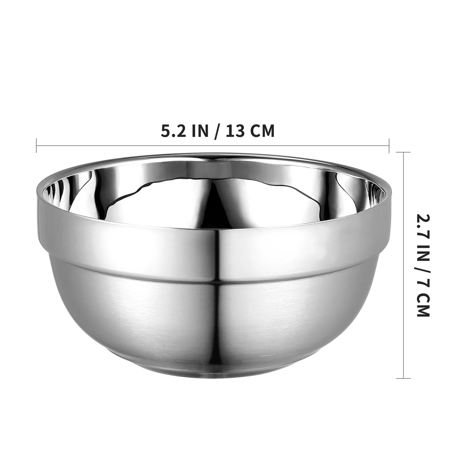 6Pcs Stainless Steel Anti-Scald Bowls Double Layer Insulation Safe 13cm Home Restaurant Kitchen Tableware