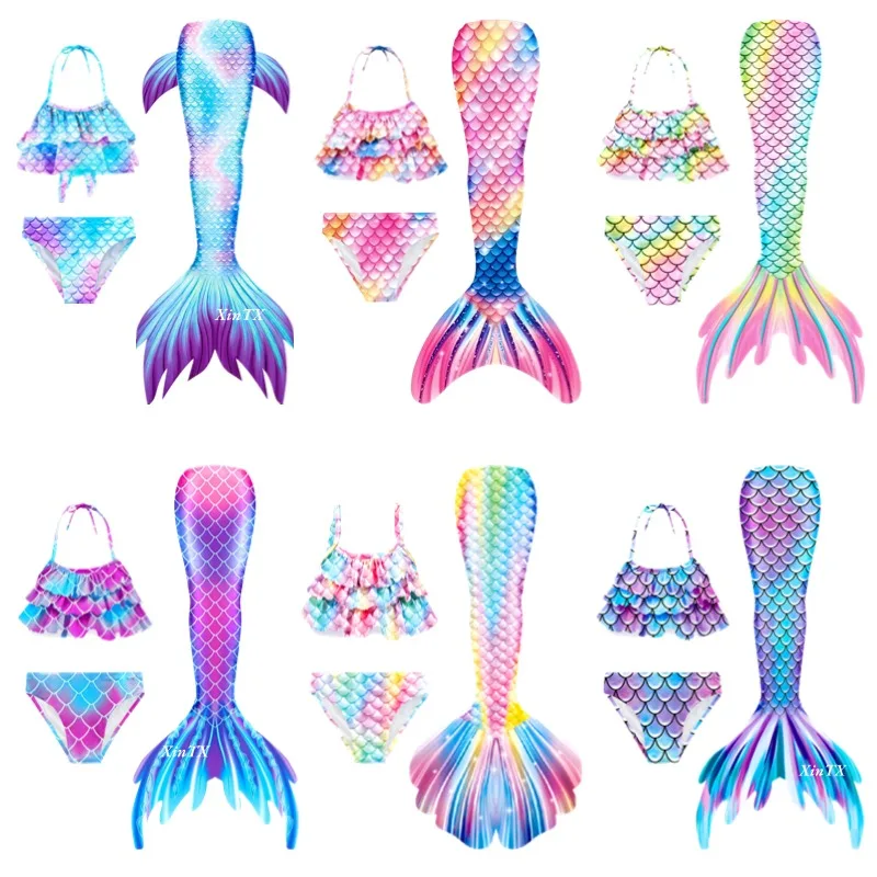 2025 Professional Girl's mermaid tail with flippers can swim girls gift garland necklace mermaid wig stage play Cosplay