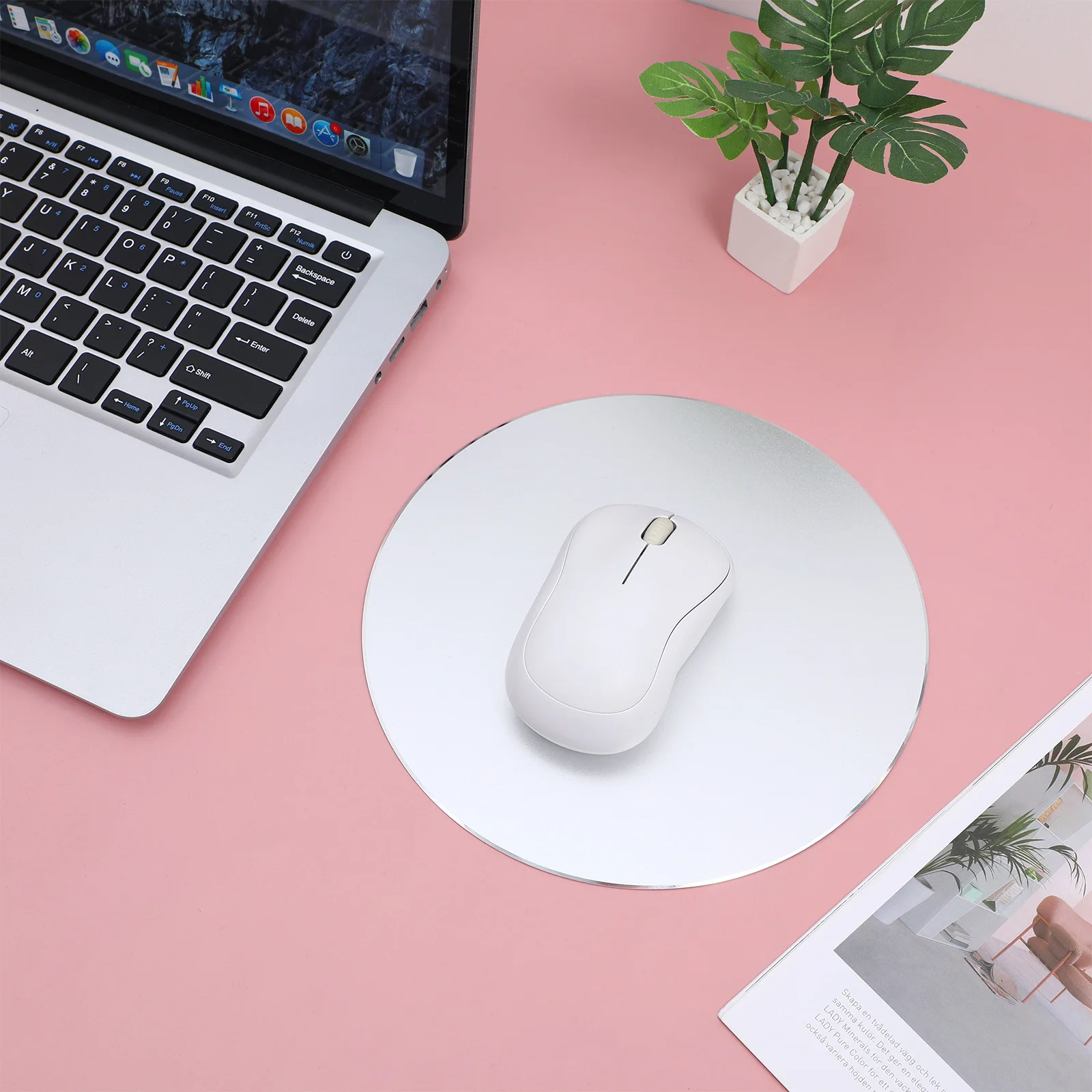 

200x200mm Aluminum Mouse Pad Round Metal Mouse Mat for Desktop Notebook Gaming Precise Tracking Silver Metal Mice Mat