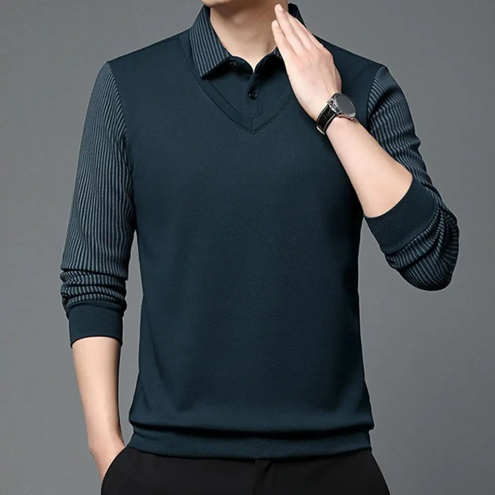 Men's Sweater Winter Thickened Fake Two-piece Casual Shirt Men's Knitting Sweaters men clothing Knitted Underwear Pullover Large