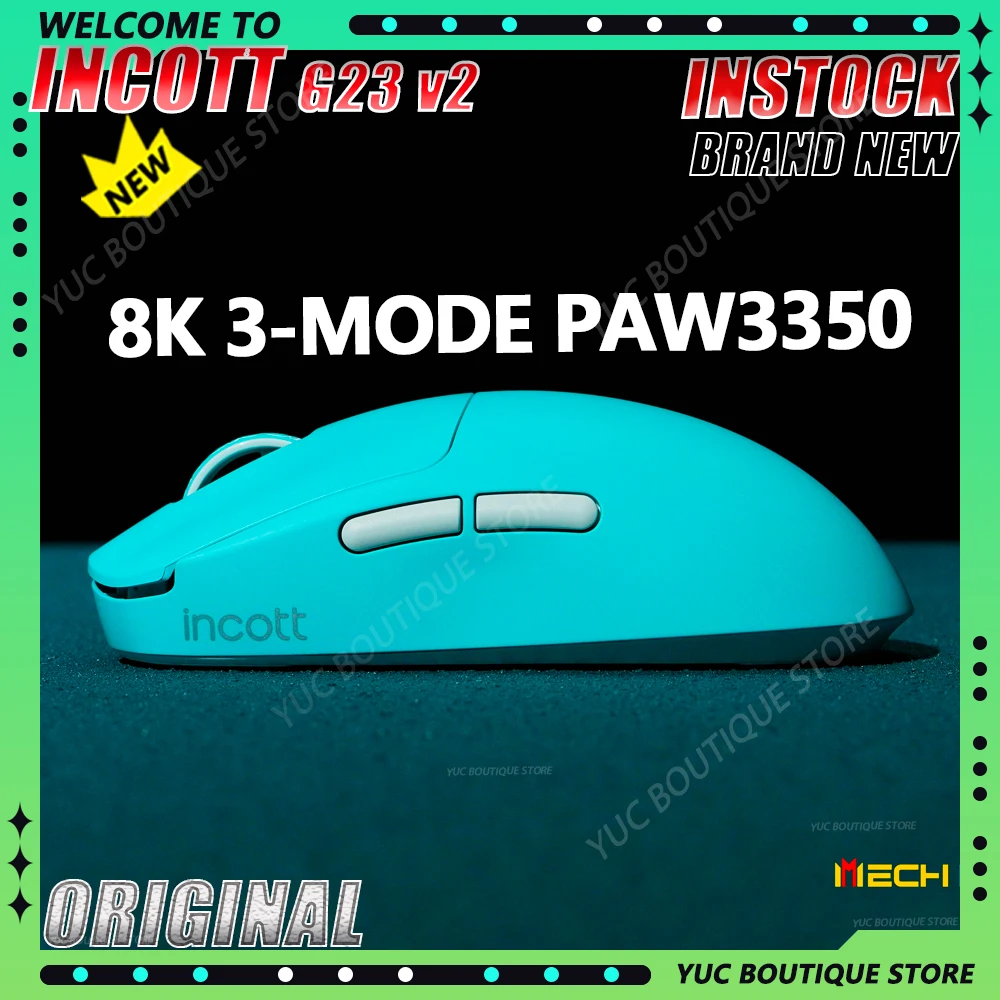 

НОВАЯ игровая мышь INCOTT G23 V2 Se/PRO PAW3395, 47 г, 3 режима, легкая, беспроводная, 8000 Гц, частота запуска, игровая мышь с сверхнизкой задержкой