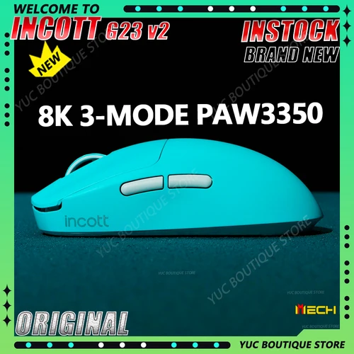 Imagen 1 del producto Nuevo ratón para juegos INCOTT G23 V2 Se/PRO PAW3395 47g 3 modos ligero inalámbrico 8000Hz tasa de orolling ratones de juego de latencia Ultra baja