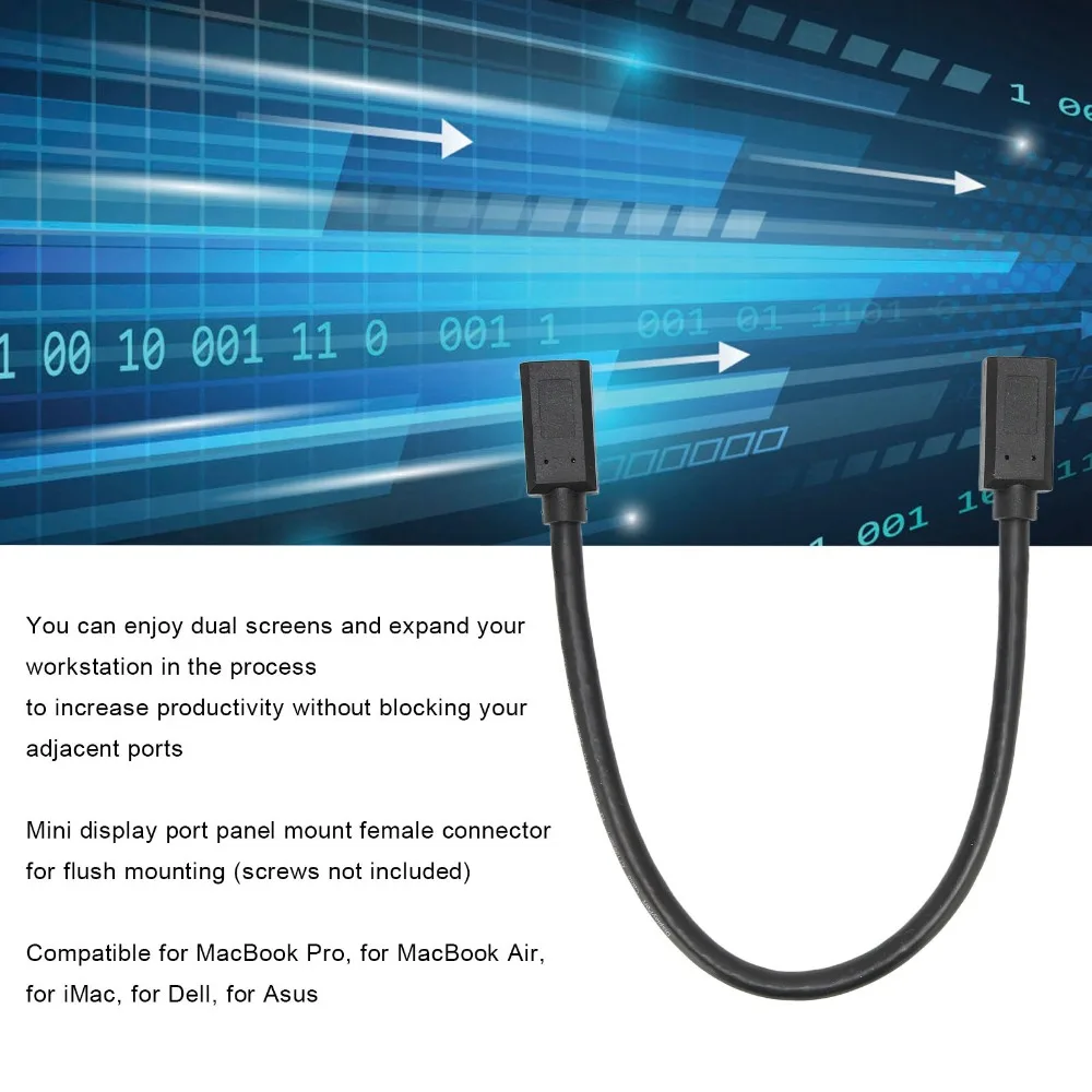 4K/144Hz Minidp Test Extension Cable High-Speed Transmission 0.3 Meters/1.0ft Mini DisplayPort Female to Female Extension Cord