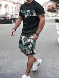 Summer Beach Bohemian Print Men's T-Shirt Set O Neck Short Sleeve Top Drawstring Shorts Men's Daily Street Commuter Casual Wear