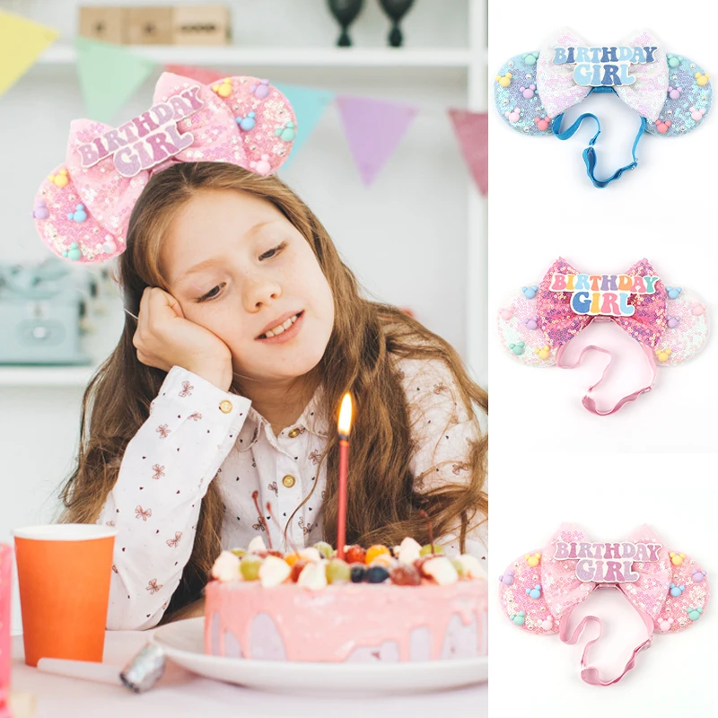 

2024 Disney Muis Oren Verstelbare Elastisch Headbands Newborn Fashion Glitter Adjusted Hairband Baby DIY Hair Accessories