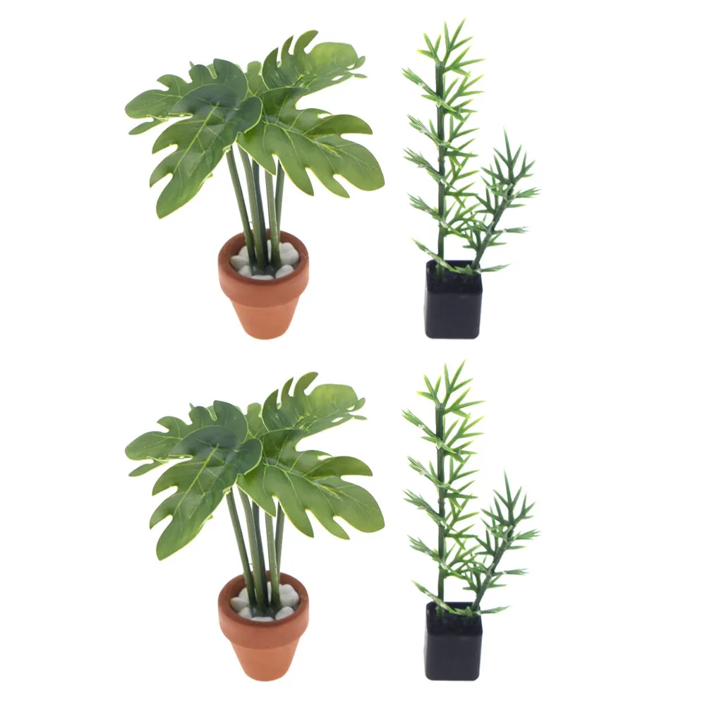 Mini Dollhouse Furniture Set – 4pcs Halloween Christmas New Year Decor for Kids Rooms, Art Projects & Greenery