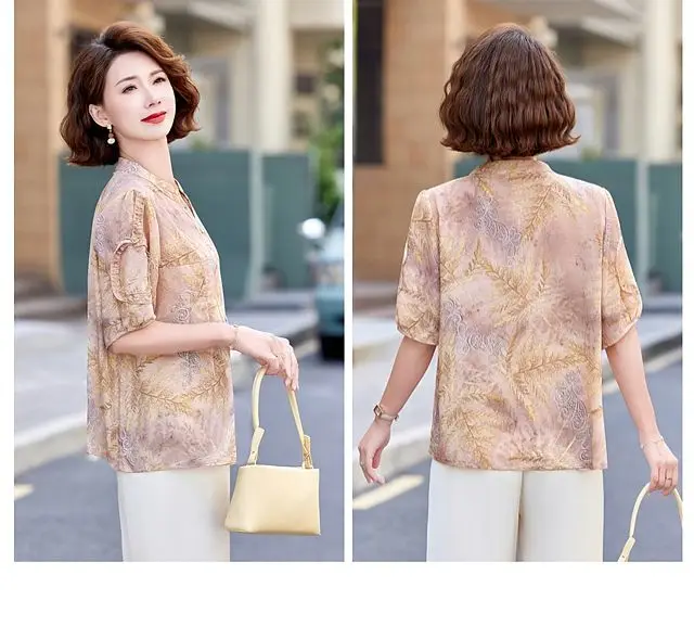 Camicette carine alla moda per donne anziane di mezza età, vestibilità ampia, magliette più vendute