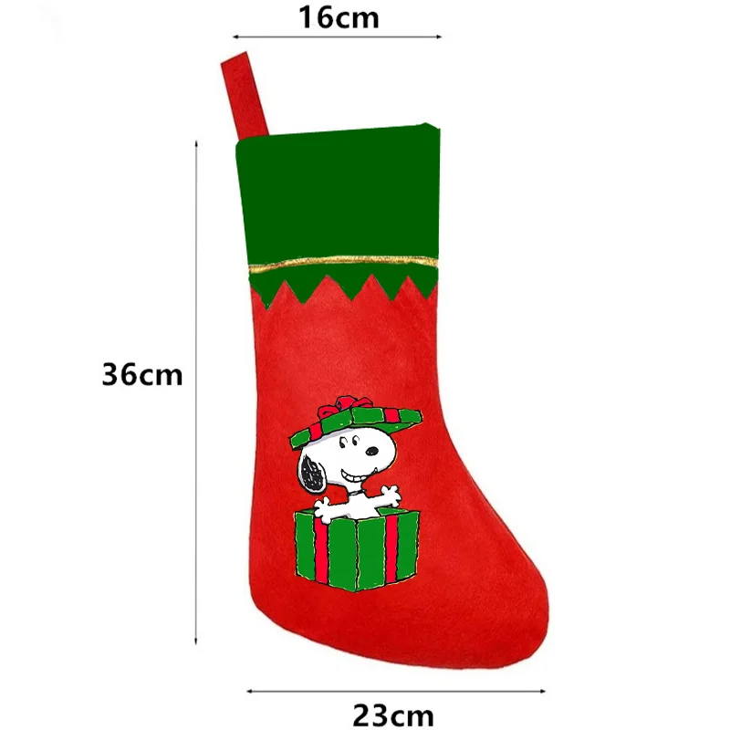 1pc Kawaii Christmas Socks Snoopy Comic Xmas Party Home Fireplace Decoration Navidad Tree Hanging Ornament Kid Surprise Gift Bag