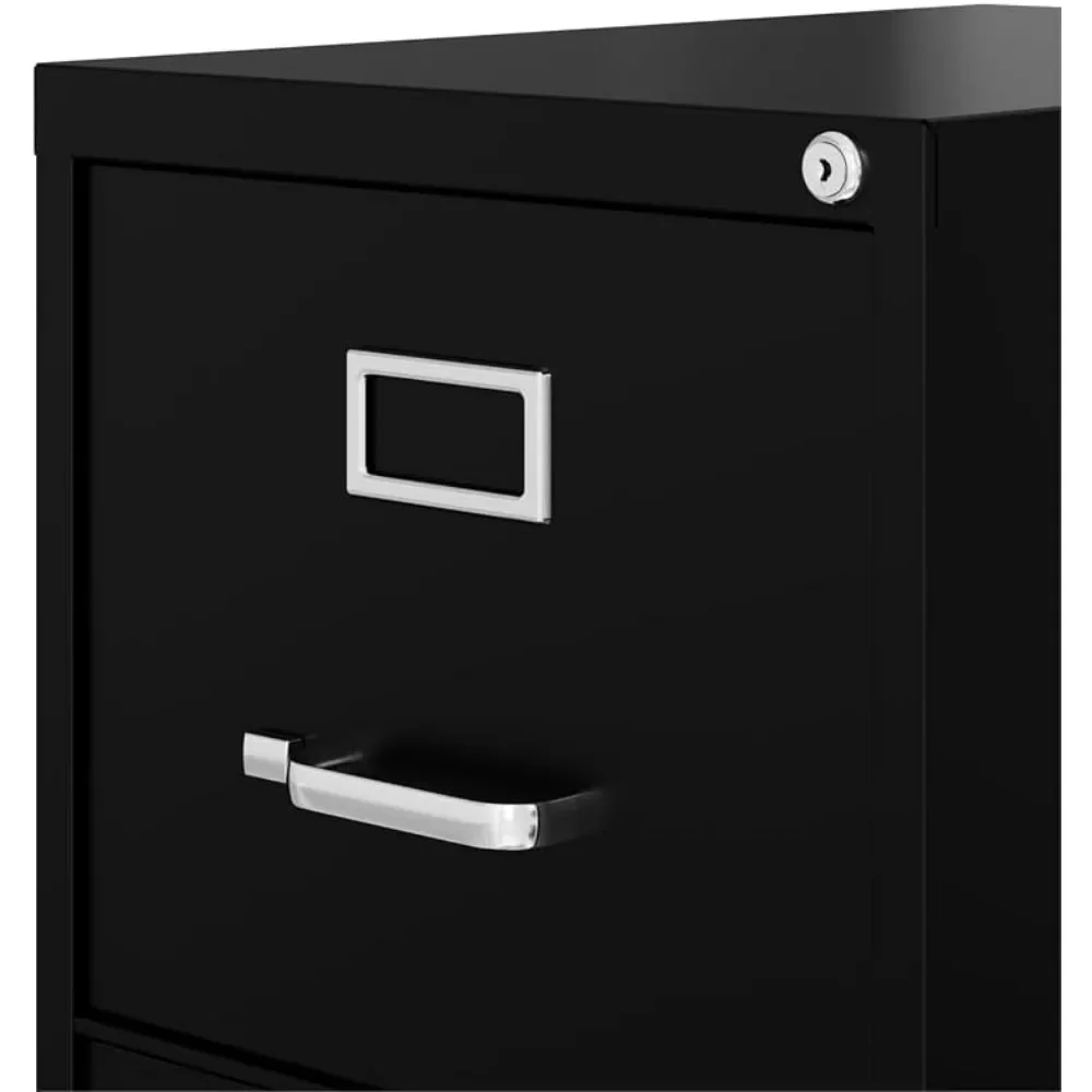 Row 4 Drawers 52" Vertical Black Metal Filing Cabinet Lockable Pre-Assembled Stationary Letter Size for Home, Office