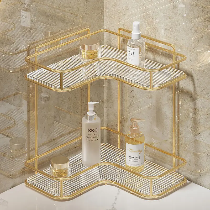 

Light luxury bathroom rack triangular countertop acrylic hand wash sink bathroom toilet corner storage shelf