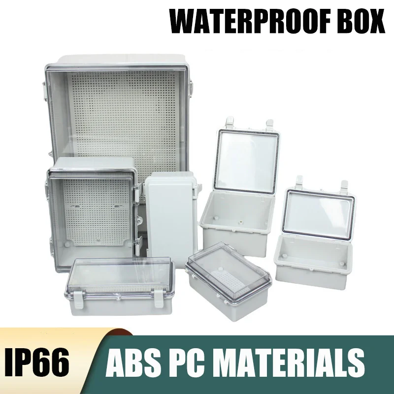 IP66 Waterproof Transparent/Gray Cover ABS Plastic Enclosure Junction Box Outdoor Power Distribution Electronic Instrument Case