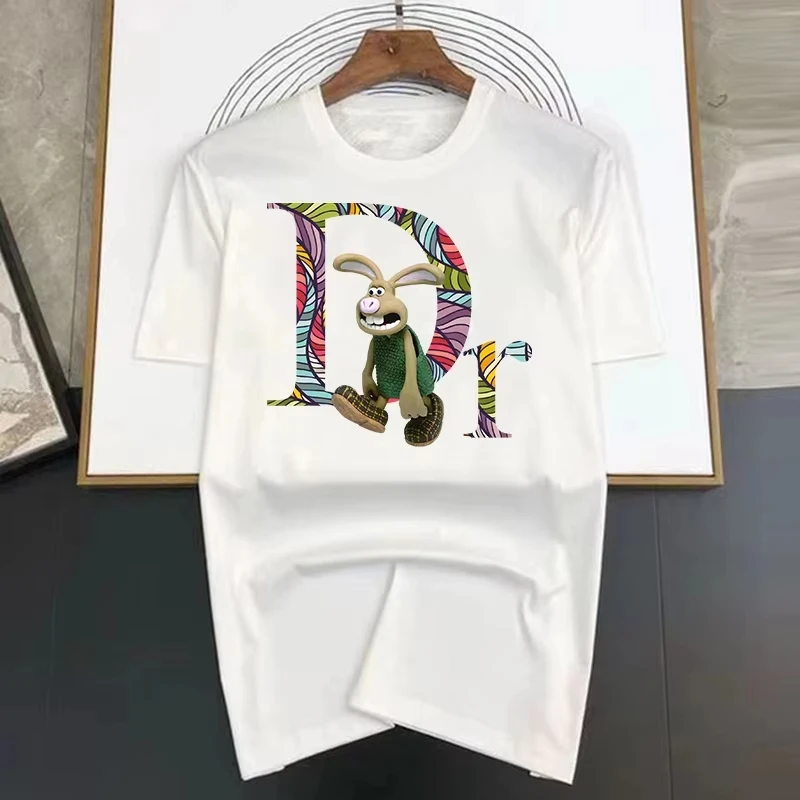 

Футболка унисекс с коротким рукавом и принтом кролика, модная повседневная универсальная модель Весна-Лето 2026