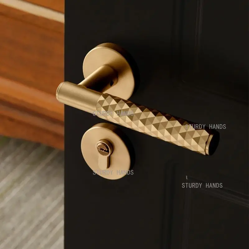 

1 комплект металлических легких роскошных простых бесшумных дверных замков для спальни, замок с разделенной ручкой из цельного дерева для комнат