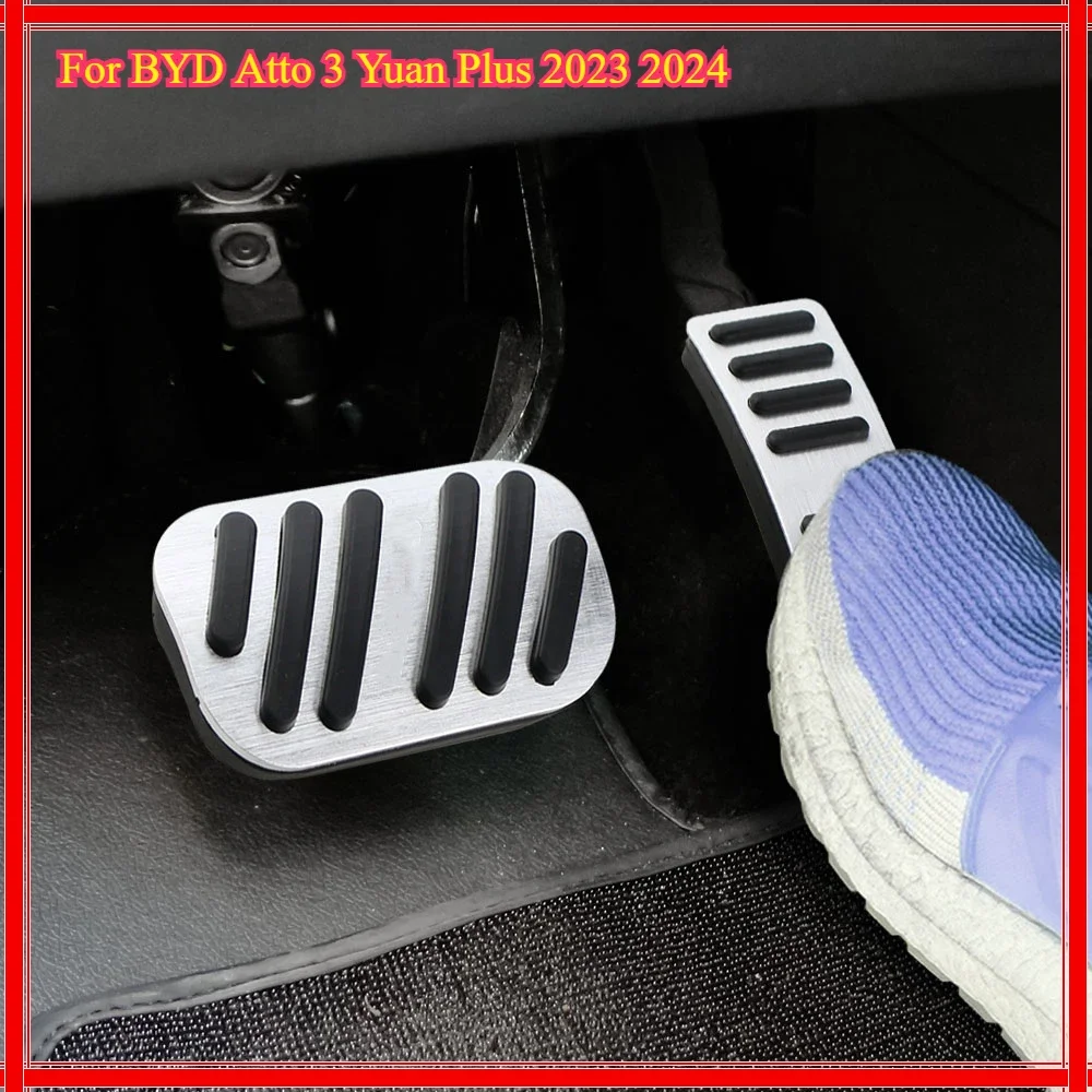 For BYD Atto 3 Yuan Plus 2023 2024 Aluminum Alloy Car Accelerator Pedal Brake Pedal Cover Pad Case Non-Slip Act3 Car Accessories