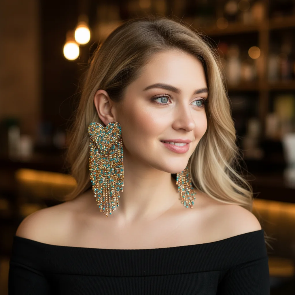 Delicate Retro Heart Tassel Epaulette Beaded Long Chain Shoulder Jewelry Punk Classical Clothing Accessories Men Women