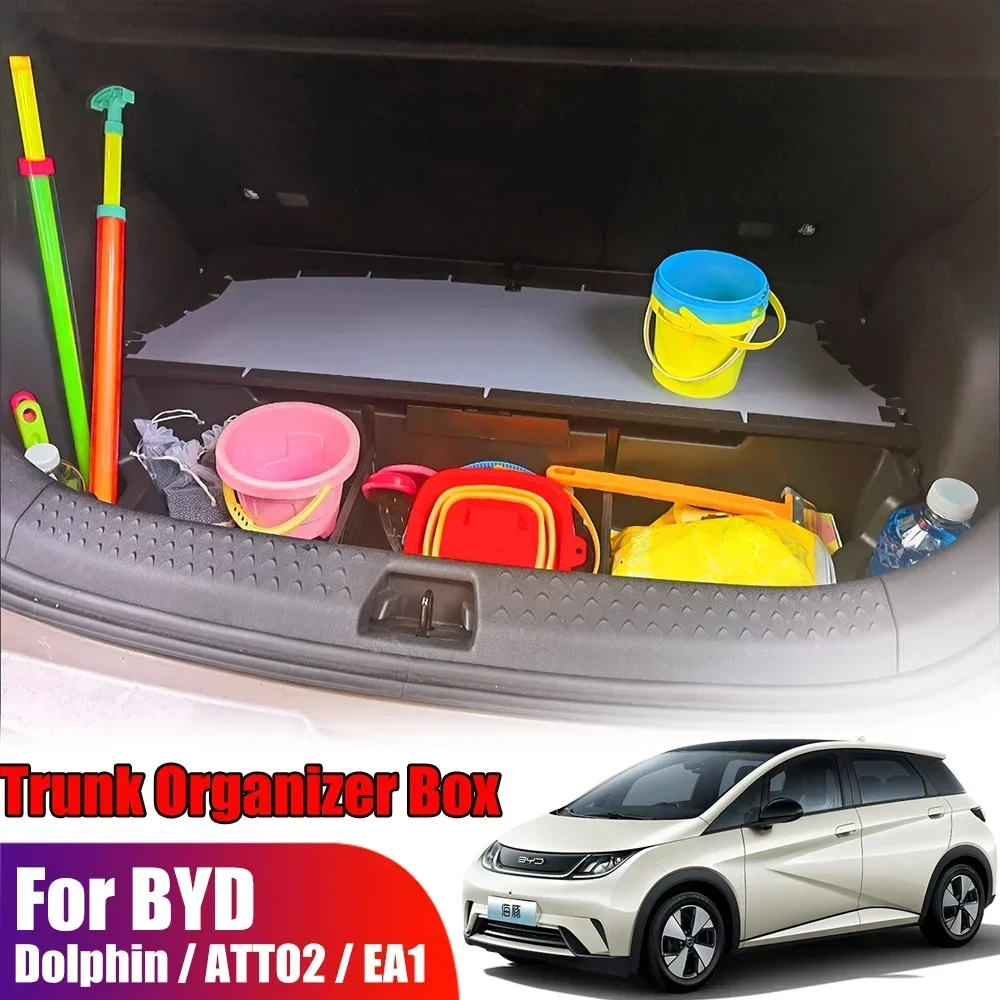 For BYD Dolphin Rear Trunk Organizer Box SUV Expand Storage Box Customized Large Capacity Spare Gap Filler ATTO2 EA1 EV Car