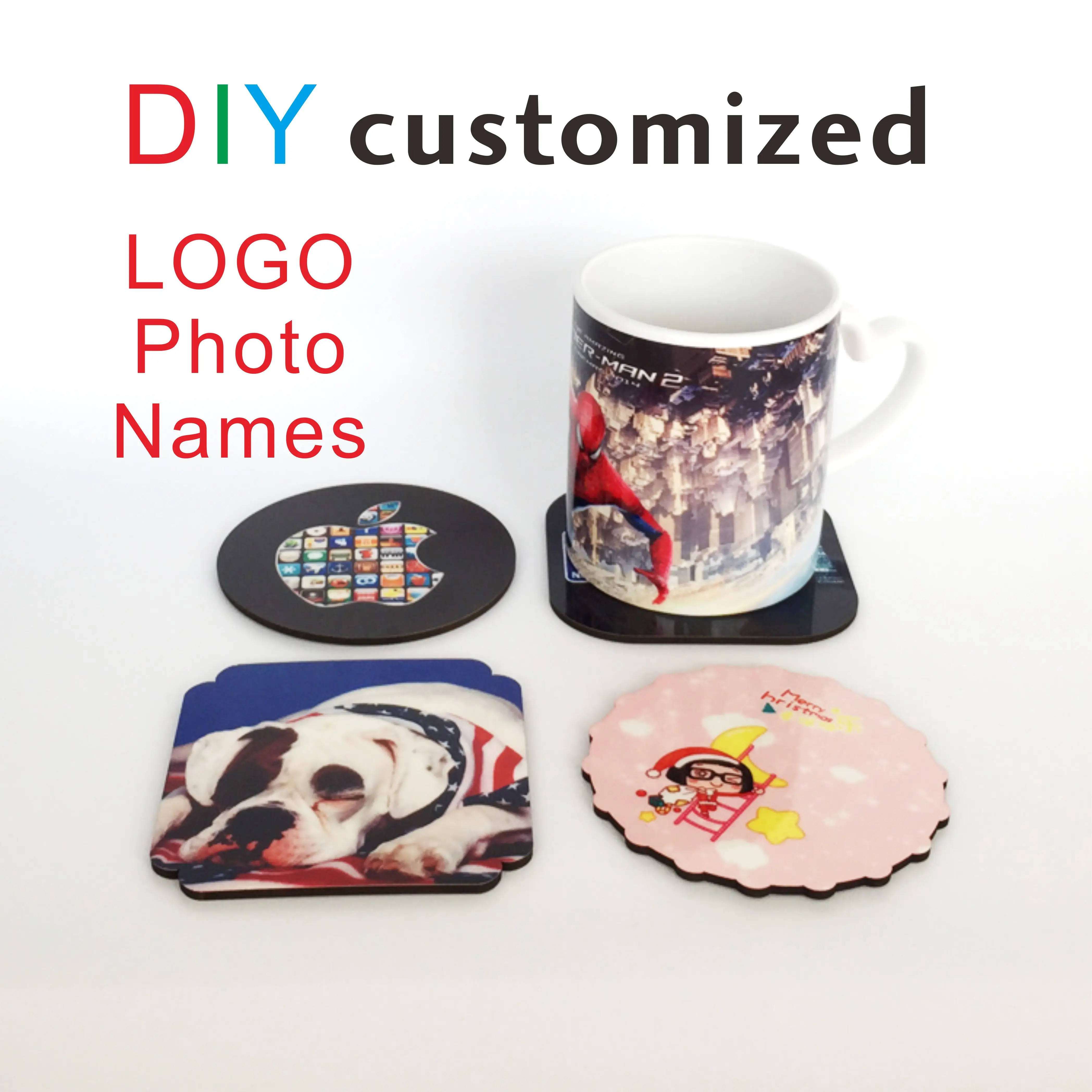 DIY LOGO Coasters MDF material Wood Coaster Print Image for Cup Mug with Photo Picture Customized Table Pad Promotion Gifts