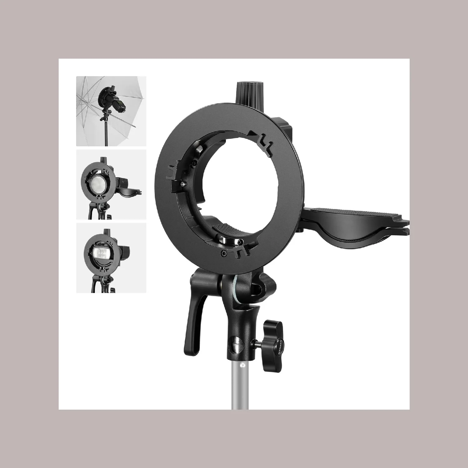 NEEWER S-Type Flash Bracket Bowens Mount for Round Square Head Speedlite, Compatible with Godox AD200Pro V1 NEEWER Z2 Z1 Z760