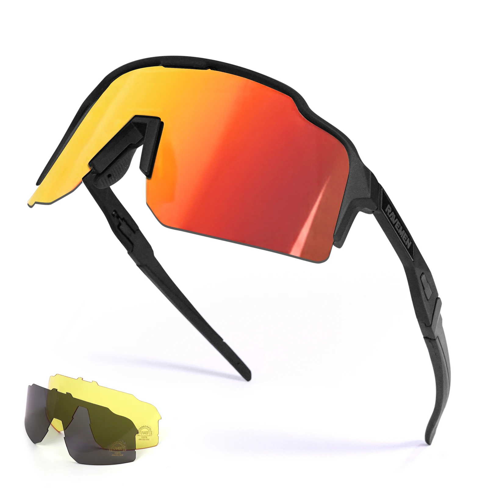 

RAVEMEN CG03 велосипедные очки для бега, пешего туризма, рыбалки, спорта, солнцезащитные очки Full Revo TAC HD, поляризационные линзы, защита UV400, оправа TR90