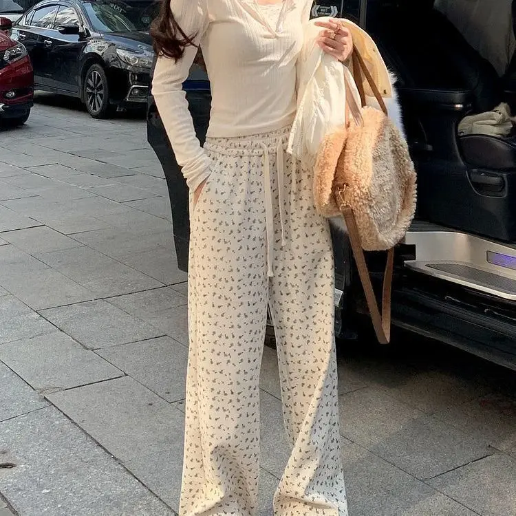 Spodnie damskie, spodnie damskie, spodnie codzienne, damskie spodnie z szerokimi nogawkami w stylu amerykańskim, z wysokim stanem, luźne, proste nogawki, spodnie luźne w stylu Y2K