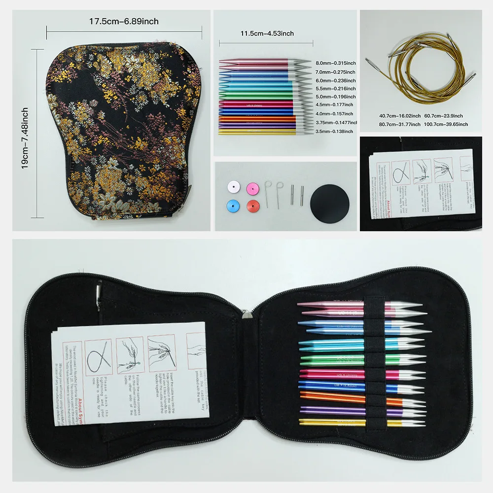 

Aluminum Detachable Circular Needle Set With Storage Bag Knitting Needles Hooks Weaving Yarn Knitting Sweater Craft Knitted Tool